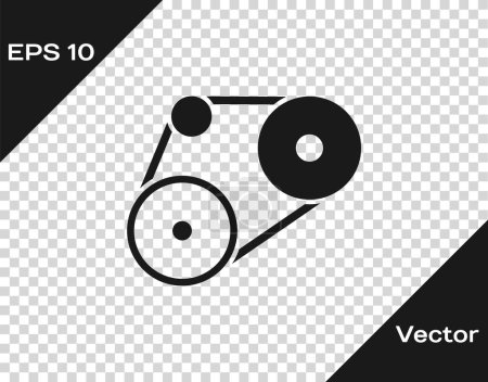 Illustration for Black Timing belt kit icon isolated on transparent background.  Vector. - Royalty Free Image