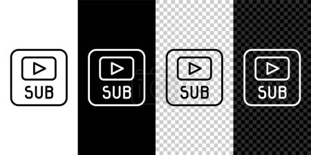 Illustration for Set line Video with subtitles icon isolated on black and white, transparent background. Vector. - Royalty Free Image