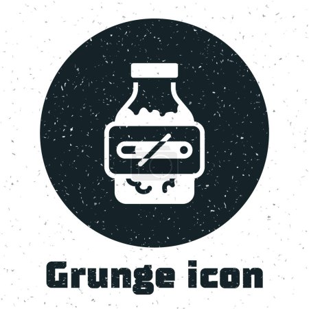 Illustration for Grunge Nicotine gum in blister pack icon isolated on white background. Helps calm cravings and reduces anxiety caused by quitting smoking. Monochrome vintage drawing. Vector - Royalty Free Image