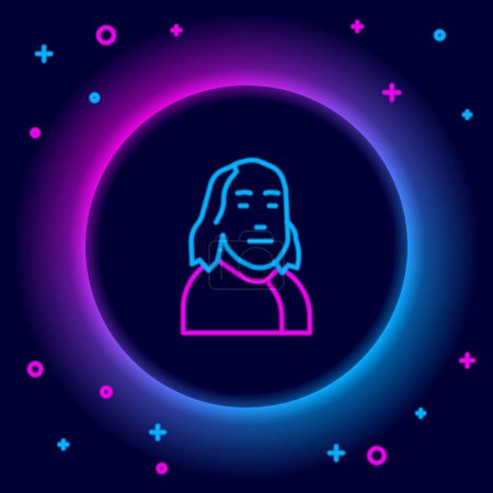 Ilustración de Icono de línea de neón brillante Benjamin Franklin aislado sobre fondo negro. Concepto de esquema colorido. Vector - Imagen libre de derechos