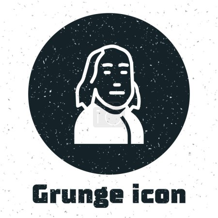 Ilustración de Grunge Benjamin Franklin icono aislado sobre fondo blanco. Dibujo vintage monocromo. Vector - Imagen libre de derechos