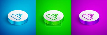 Illustration for Isometric line Iceberg icon isolated on blue, green and purple background. White circle button. Vector - Royalty Free Image