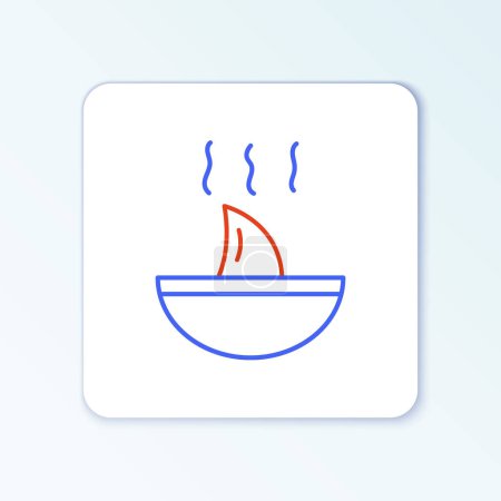 Ilustración de Línea icono de sopa de aleta de tiburón aislado sobre fondo blanco. Concepto de esquema colorido. Vector - Imagen libre de derechos