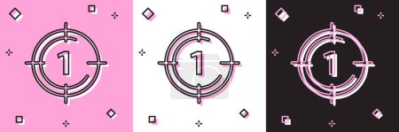 Illustration for Set Old film movie countdown frame icon isolated on pink and white, black background. Vintage retro cinema timer count.  Vector. - Royalty Free Image