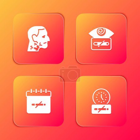 Illustration for Set Throat cancer, Hypnosis, No smoking days and time icon. Vector - Royalty Free Image