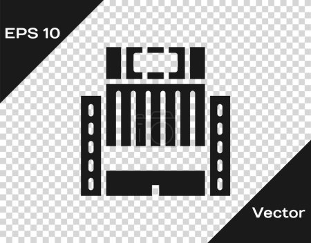 Illustration for Black Hotel Ukraina building icon isolated on transparent background.  Vector. - Royalty Free Image