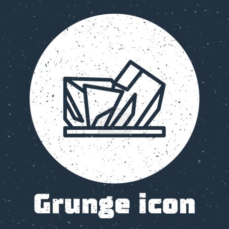 Illustration for Grunge line Royal Ontario museum in Toronto, Canada icon isolated on grey background. Monochrome vintage drawing. Vector. - Royalty Free Image