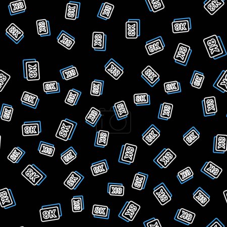 Illustration for Line 8k Ultra HD icon isolated seamless pattern on black background.  Vector - Royalty Free Image
