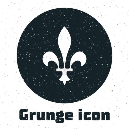 Ilustración de Grunge Fleur De Lys icono aislado sobre fondo blanco. Dibujo vintage monocromo. Vector. - Imagen libre de derechos