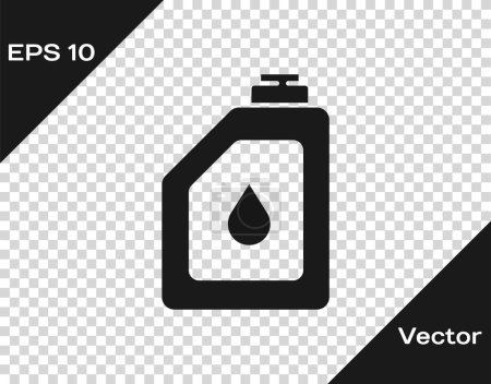 Illustration for Black Canister for motor machine oil icon isolated on transparent background. Oil gallon. Oil change service and repair. Engine oil sign. Vector. - Royalty Free Image