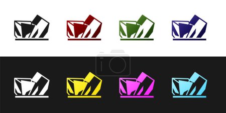 Illustration for Set Royal Ontario museum in Toronto, Canada icon isolated on black and white background.  Vector. - Royalty Free Image