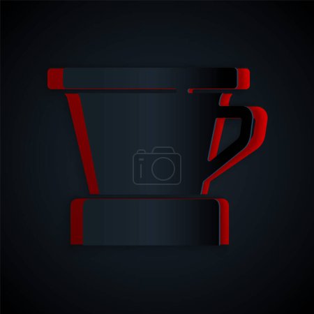 Illustration for Paper cut V60 coffee maker icon isolated on black background. Paper art style. Vector. - Royalty Free Image