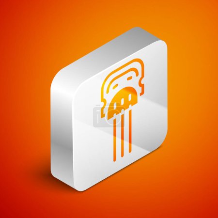 Illustration for Isometric Flamenco woman accessories icon isolated on orange background. Peineta. Spanish comb. Silver square button. Vector. - Royalty Free Image