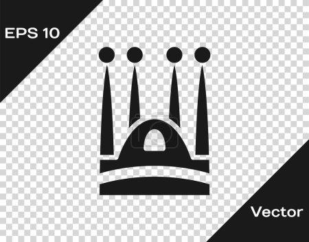Illustration for Black Sagrada Familia Cathedral at Barcelona, Spain icon isolated on transparent background.  Vector. - Royalty Free Image