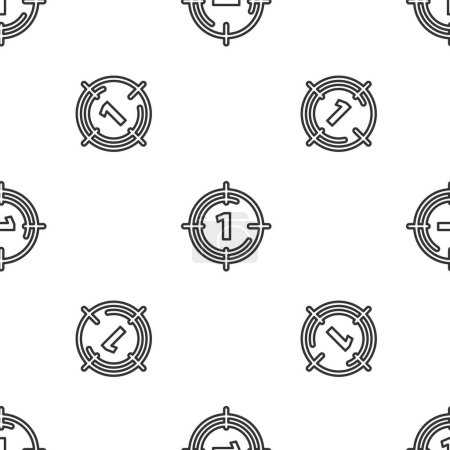 Illustration for Grey line Old film movie countdown frame icon isolated seamless pattern on white background. Vintage retro cinema timer count.  Vector. - Royalty Free Image