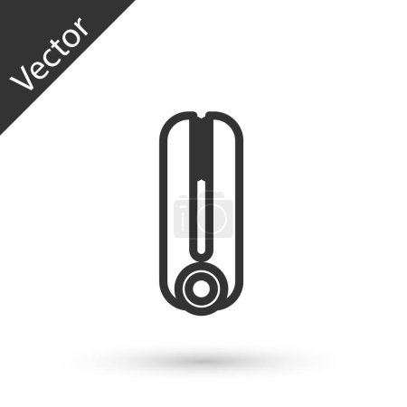 Illustration for Grey line Curling iron for hair icon isolated on white background. Hair straightener icon.  Vector Illustration. - Royalty Free Image