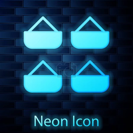 Illustration for Glowing neon Indian spice icon isolated on brick wall background. Vector. - Royalty Free Image