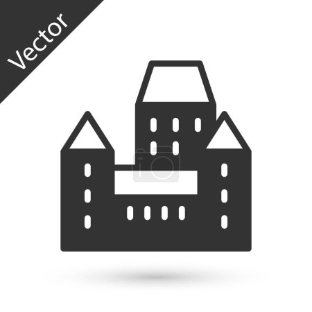 Illustration for Grey Chateau Frontenac hotel in Quebec City, Canada icon isolated on white background. Vector. - Royalty Free Image
