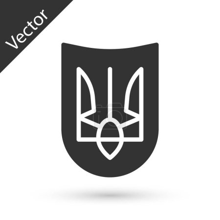 Ilustración de Gris emblema nacional de Ucrania icono aislado sobre fondo blanco. Tridente ucraniano. Vector. - Imagen libre de derechos