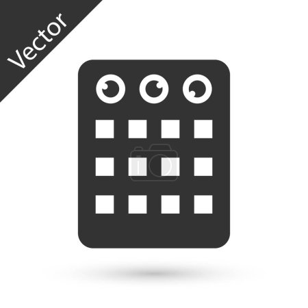 Illustration for Grey Drum machine icon isolated on white background. Musical equipment. Vector. - Royalty Free Image