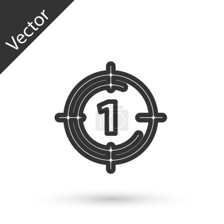 Illustration for Grey line Old film movie countdown frame icon isolated on white background. Vintage retro cinema timer count. Vector. - Royalty Free Image