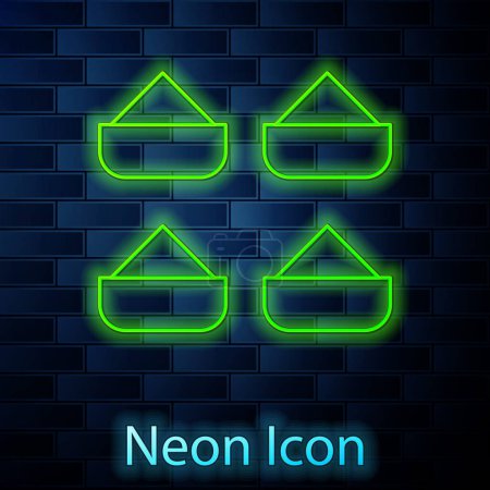 Illustration for Glowing neon line Indian spice icon isolated on brick wall background. Vector. - Royalty Free Image