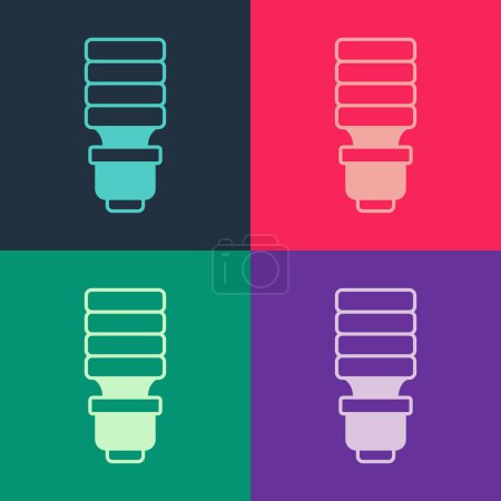 Illustration for Pop art LED light bulb icon isolated on color background. Economical LED illuminated lightbulb. Save energy lamp.  Vector - Royalty Free Image