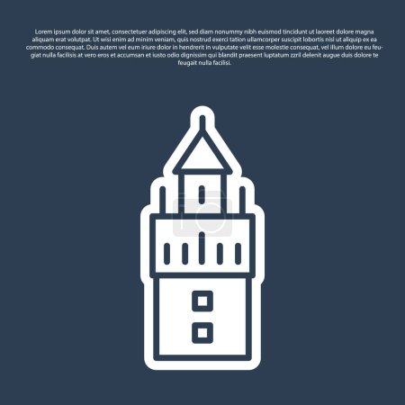Illustration for Blue line Giralda in Seville Spain icon isolated on blue background.  Vector. - Royalty Free Image
