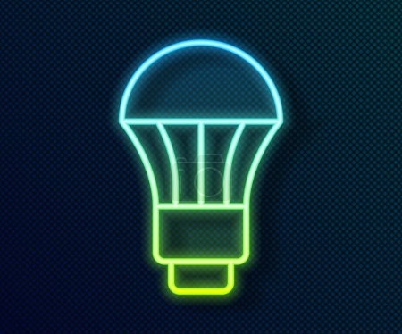 Illustration for Glowing neon line LED light bulb icon isolated on black background. Economical LED illuminated lightbulb. Save energy lamp.  Vector - Royalty Free Image