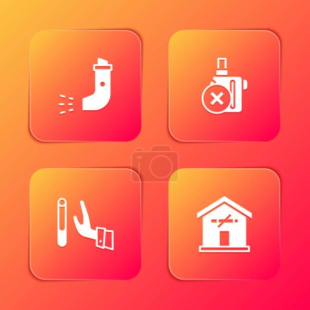 Ilustración de Set Inhaler, No cigarrillo electrónico, Abandonar y fumar en casa icono. Vector - Imagen libre de derechos