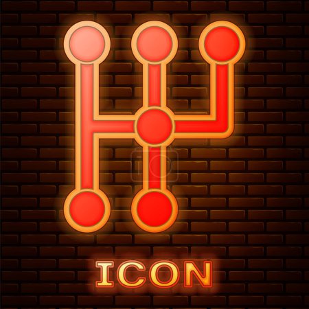 Illustration for Glowing neon Gear shifter icon isolated on brick wall background. Transmission icon.  Vector. - Royalty Free Image