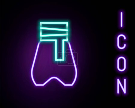 Illustration for Glowing neon line Cossack pants with a belt icon isolated on black background. Cossack bloomers. Colorful outline concept. Vector - Royalty Free Image