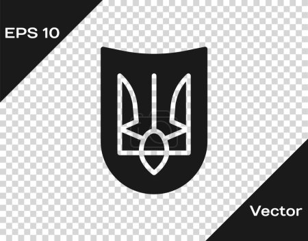 Ilustración de Negro emblema nacional de Ucrania icono aislado sobre fondo transparente. Tridente ucraniano. Vector. - Imagen libre de derechos