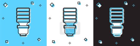 Illustration for Set LED light bulb icon isolated on blue and white, black background. Economical LED illuminated lightbulb. Save energy lamp.  Vector - Royalty Free Image