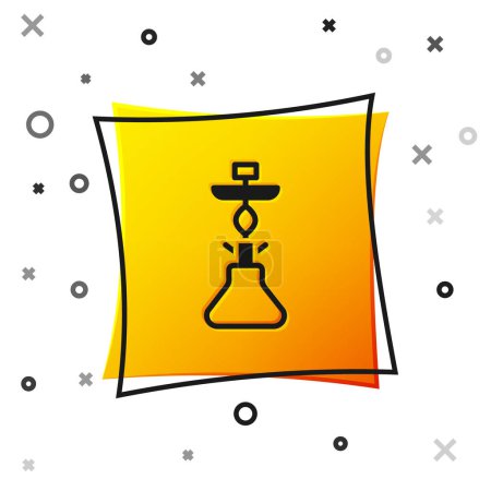Illustration for Black Hookah icon isolated on white background. Yellow square button. Vector. - Royalty Free Image