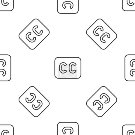 Illustration for Grey line Subtitles icon isolated seamless pattern on white background.  Vector - Royalty Free Image