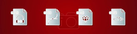Illustration for Set MP3 file document, SVG, RUBY and PHP icon. Vector. - Royalty Free Image