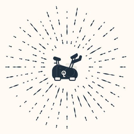 Illustration for Grey Stationary bicycle icon isolated on beige background. Exercise bike. Abstract circle random dots. Vector. - Royalty Free Image