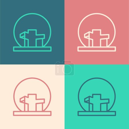 Pop art line Montreal Biosphere icon isolated on color background.  Vector.