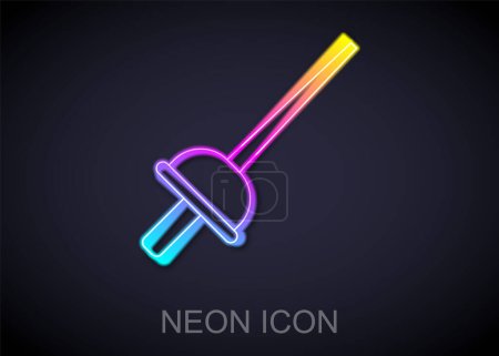 Illustration for Glowing neon line Fencing icon isolated on black background. Sport equipment.  Vector - Royalty Free Image
