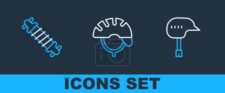 Illustration for Set line Bicycle helmet, suspension and  icon. Vector - Royalty Free Image
