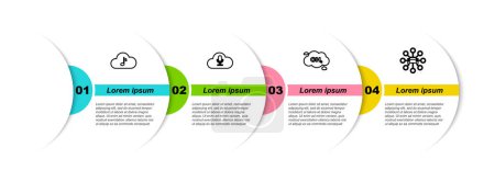 Set line Music streaming service, , Methane emissions reduction and Car sharing. Business infographic template. Vector.