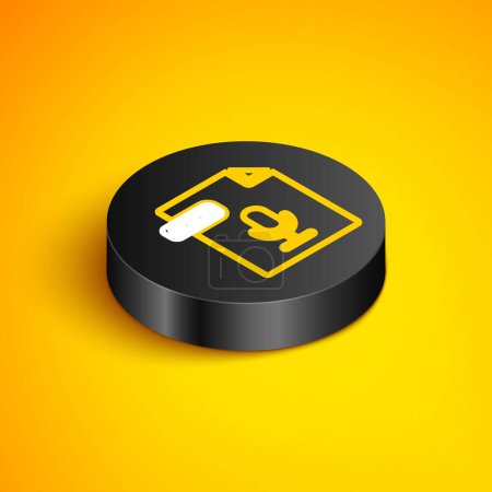 Isometric line OGG file document. Download ogg button icon isolated on yellow background. OGG file symbol. Black circle button. Vector