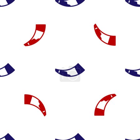 Blue and red Hunting horn icon isolated seamless pattern on white background.  Vector.