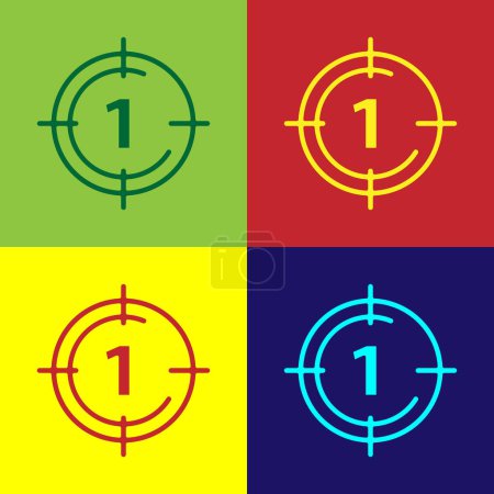 Illustration for Pop art Old film movie countdown frame icon isolated on color background. Vintage retro cinema timer count.  Vector. - Royalty Free Image