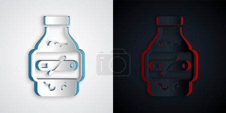 Téléchargez les illustrations : Paper cut Nicotine gum in blister pack icon isolated on grey and black background. Helps calm cravings and reduces anxiety caused by quitting smoking. Paper art style. Vector - en licence libre de droit