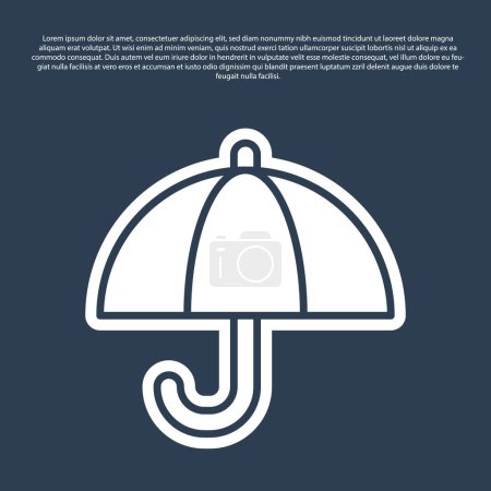 Blue line Umbrella icon isolated on blue background. Insurance concept. Waterproof icon. Protection, safety, security concept.  Vector