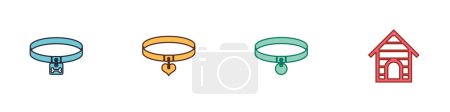 Set Dog collar, Collar and heart,  and house icon. Vector.