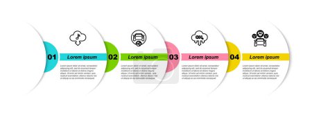 Set line Cloud download music, Car sharing, Methane emissions reduction and . Business infographic template. Vector.