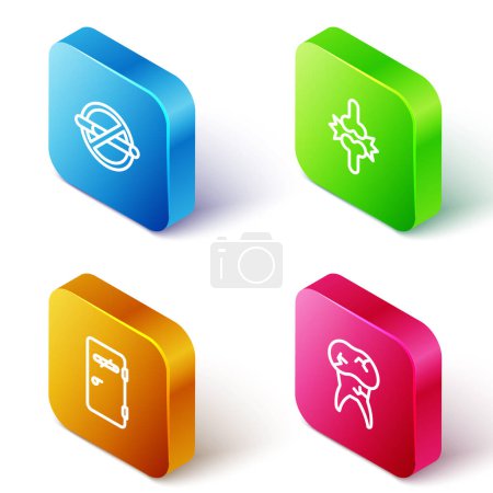 Set Isometric line No smoking, Joint pain, knee pain, area and Tooth with caries icon. Vector
